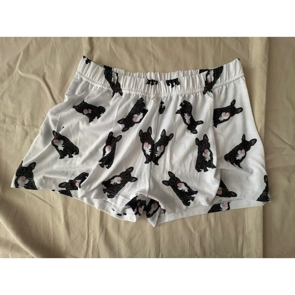 Ur Of Love Other - UR Of Love Women XS Shorts French Bulldog Print White Black Elastic Waist Lounge